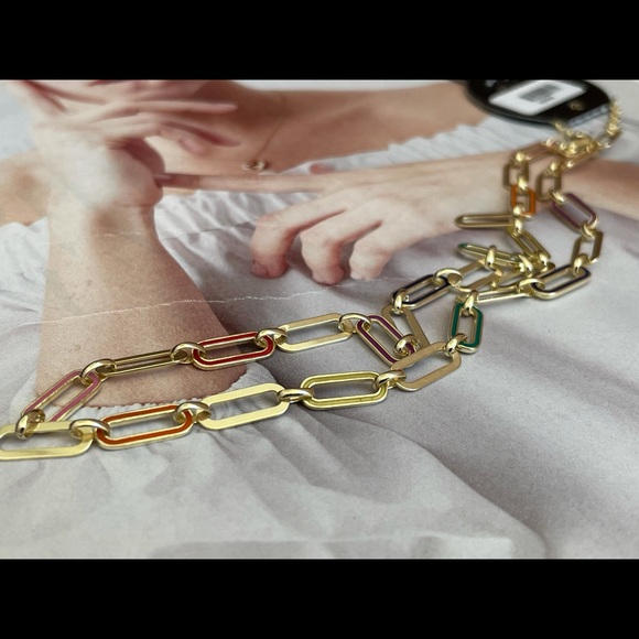 Gold enamel link chain necklace - Picture 5 of 5